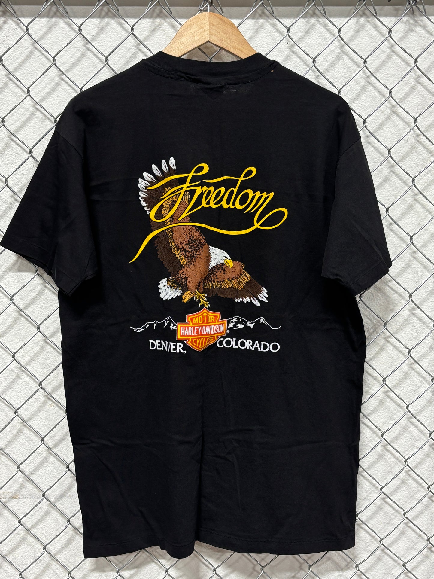 Vintage Harley Davidson Just Try and Burn This One Eagle Flag Tee Size XL