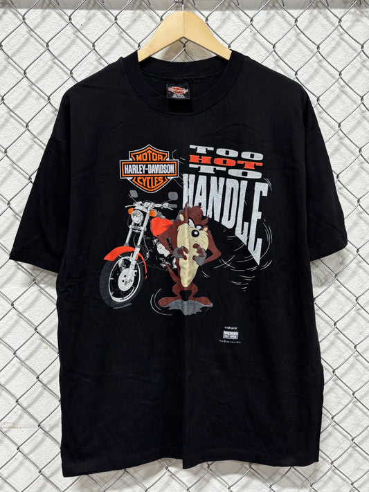 Vintage 1994 Harley Davidson Looney Tunes Taz Too Hot Too Handle Tee Size XL