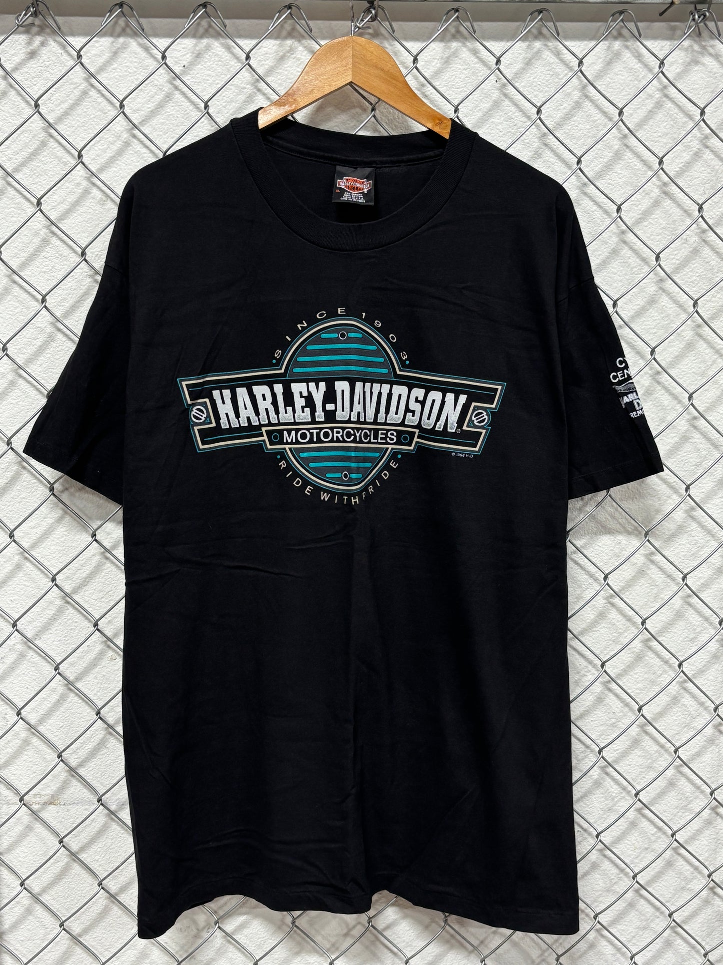 Vintage 1996 Harley Davidson Ride with Pride Biker Graphic Tee Size XL