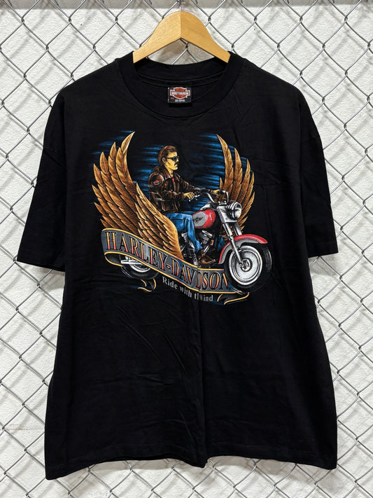 Vintage 1994 Harley Davidson Ride with the Wind Biker Graphic Tee Size XL