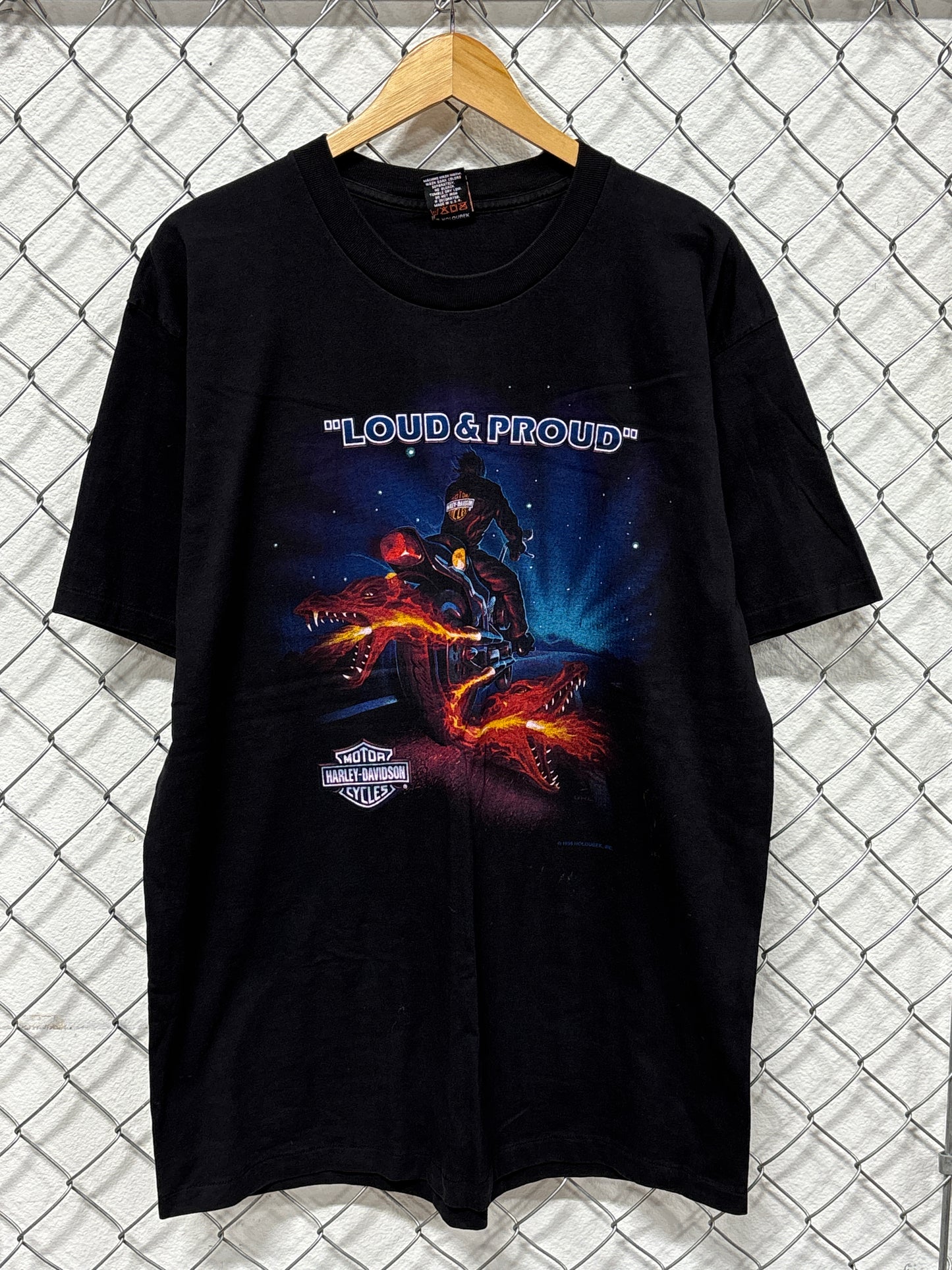 Vintage 1995 Harley Davidson Loud and Proud Dragon Biker Tee Size XL