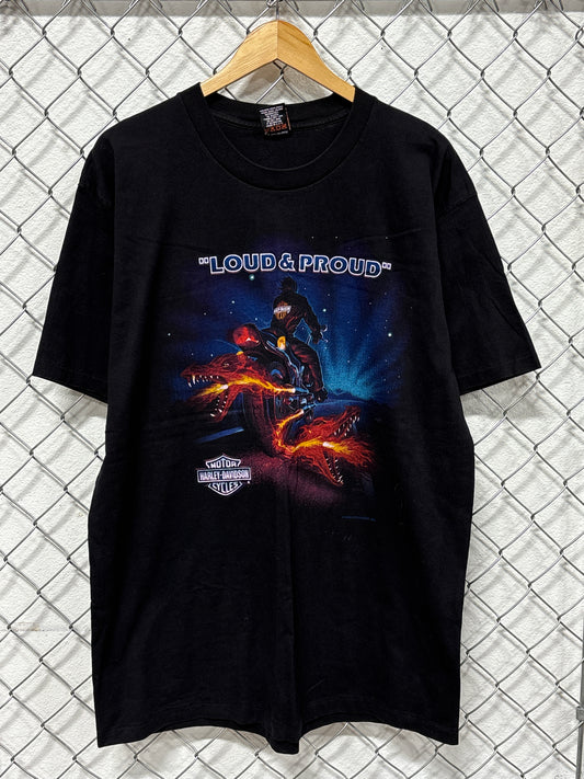 Vintage 1995 Harley Davidson Loud and Proud Dragon Biker Tee Size XL