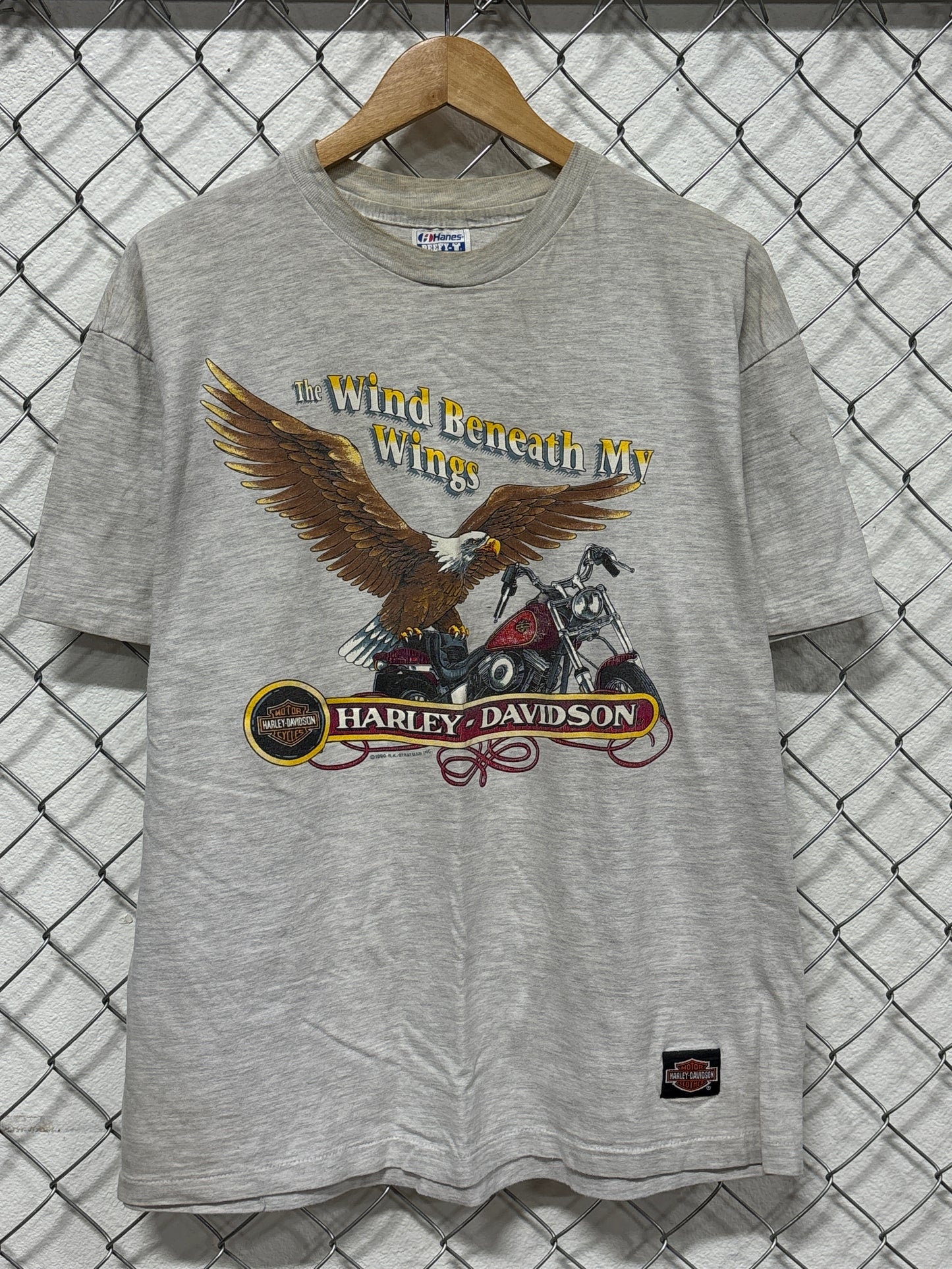 Vintage 1990 Harley Davidson The Wind Beneath My Wings Biker Tee Size XL