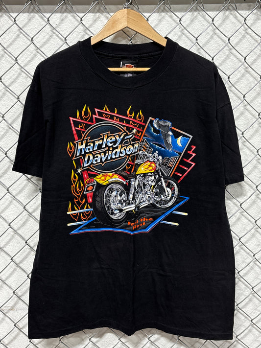 Vintage 1995 Harley Davidson Feel the Heat Motorcycle Biker Tee Size XL