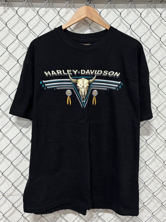 Vintage 90's Harley Davidson Cow Skull California Biker Tee Size XL