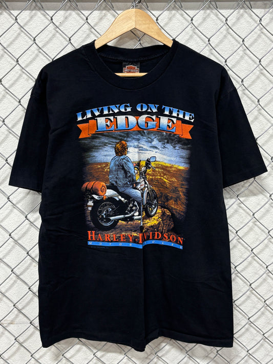 Vintage 90's Harley Davidson Livin on the Edge Biker Graphic Tee Size XL