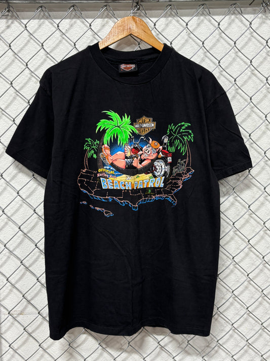 Vintage 80's Harley Davidson Official Hog Beach Patrol Biker Tee Size XL