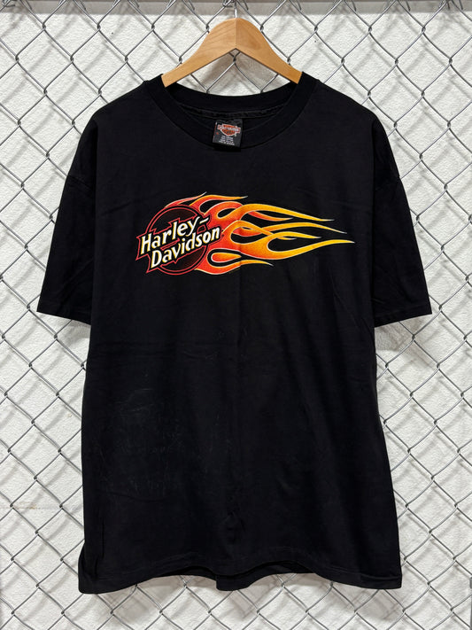 Vintage 1995 Harley Davidson Flaming Logo Indiana Biker Tee Size XL