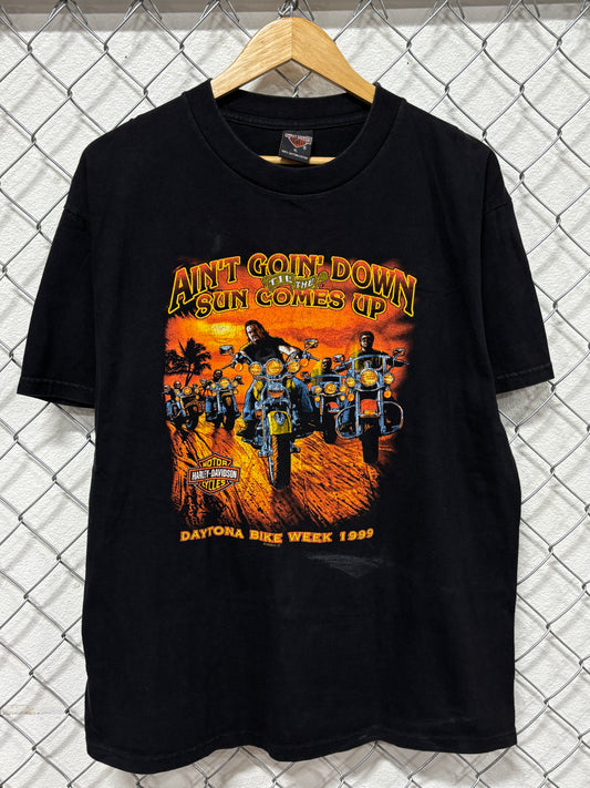 Vintage 1999 Harley Davidson Daytona Ain't Goin Down Til the Sun Tee Size XL