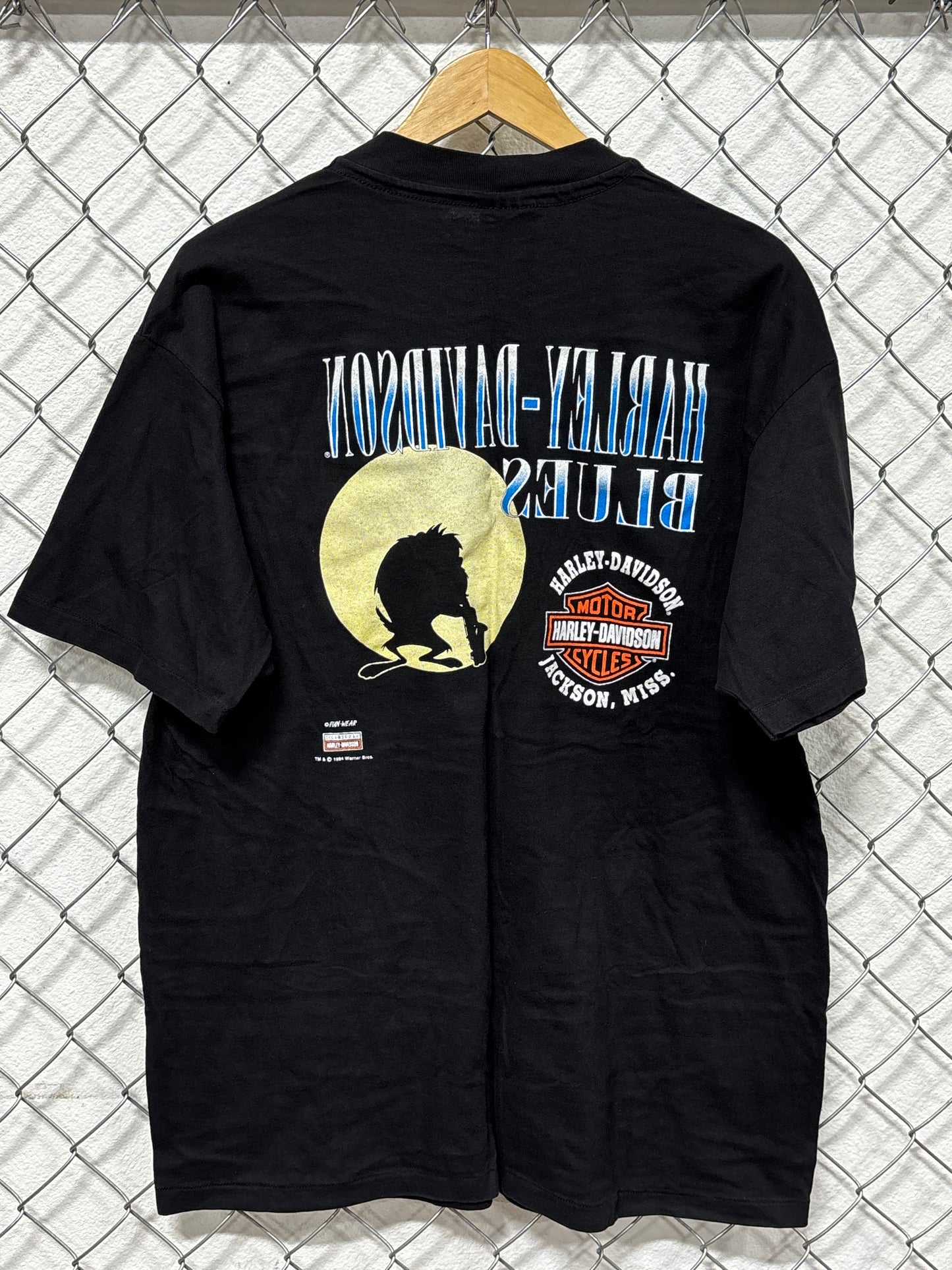Vintage 1994 Harley Davidson Looney Tunes Taz Bike With Rhythm Tee Size XL