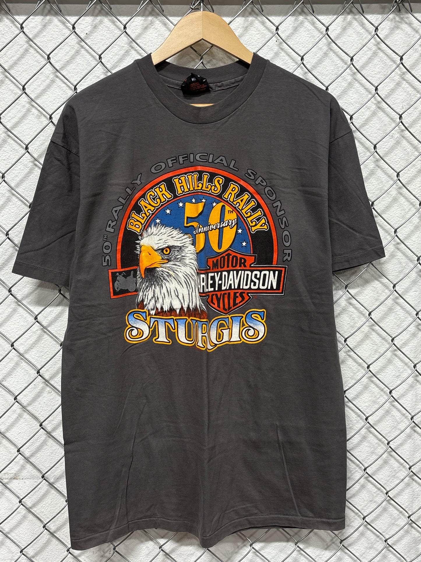 Vintage 90's Harley Davidson Sturgis 50th Anniversary Biker Tee Size XL