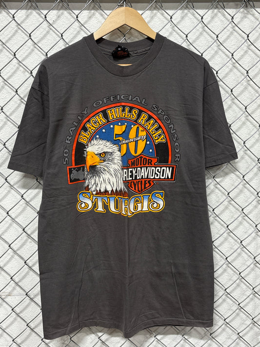 Vintage 90's Harley Davidson Sturgis 50th Anniversary Biker Tee Size XL