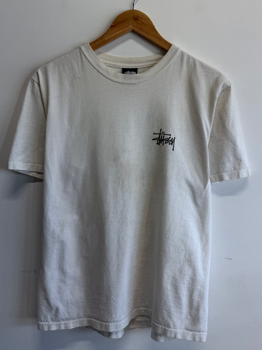Stussy Classic Logo White Graphic Tee Size Medium