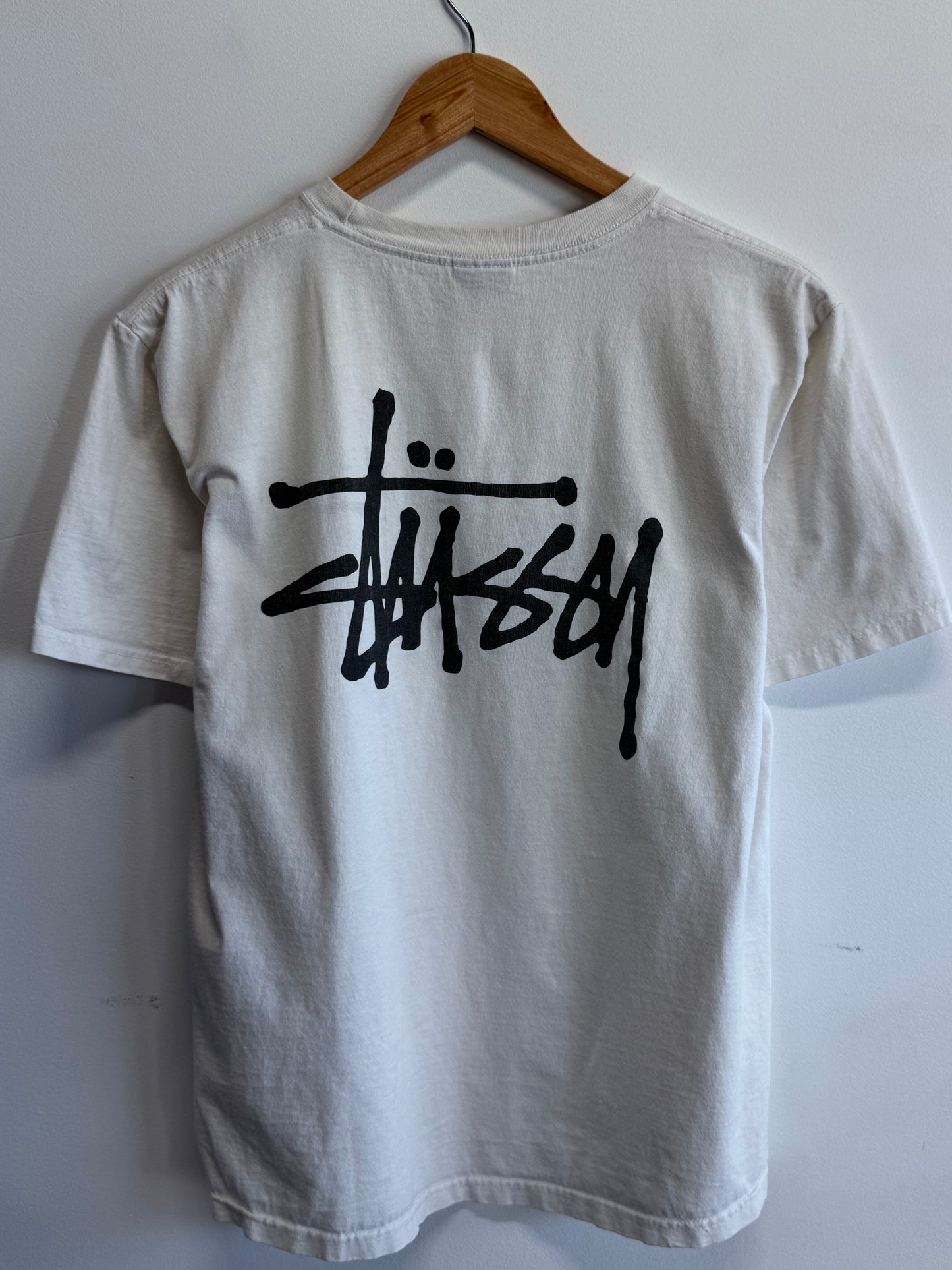 Stussy Classic Logo White Graphic Tee Size Medium