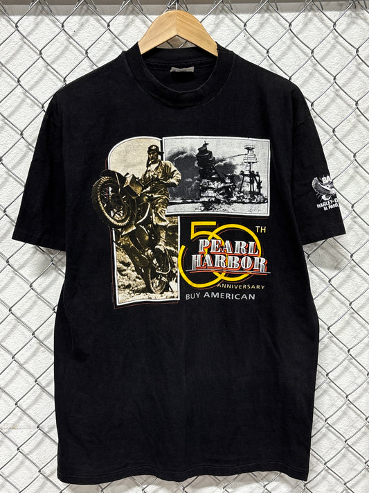 Vintage 90's Harley Davidson Pearl Harbor 50th Anniversary Tee Size XL