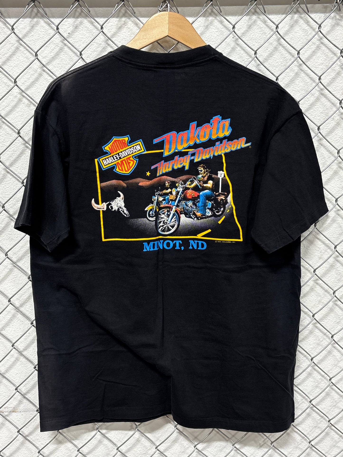 Vintage 1991 Harley Davidson Stateside Pride Holoubek Battleship Tee Size XL