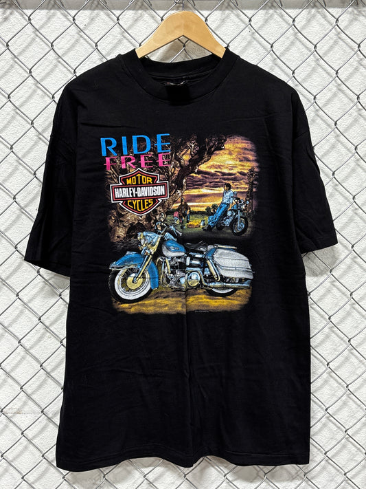 Vintage 90's Harley Davidson Ride Free Biker Graphic Tee Size XL