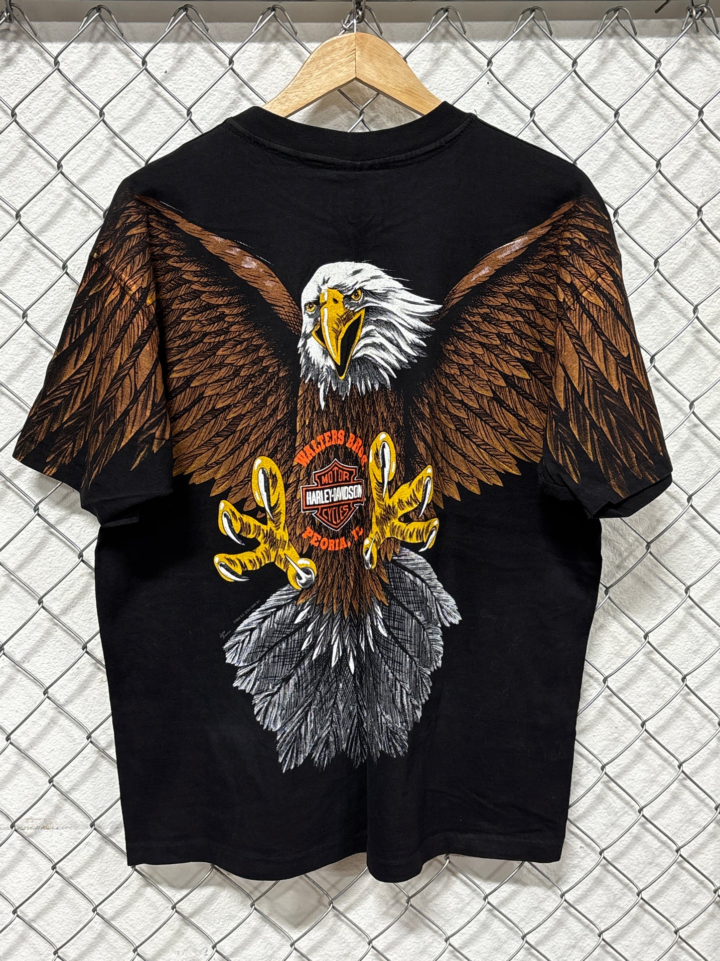 Vintage 1993 Harley Davidson Big Print Eagle Double Sided Biker Tee Size XL