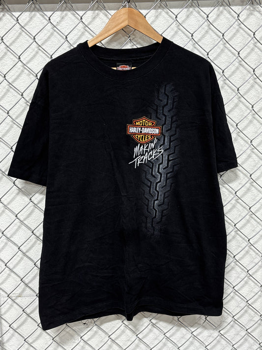 Vintage 90's Harley Davidson Makin Tracks Tire Tread Biker Tee Size XL