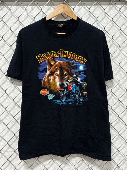 Vintage 1989 Harley Davidson Lone Wolf Holoubek Biker Graphic Tee Size XL