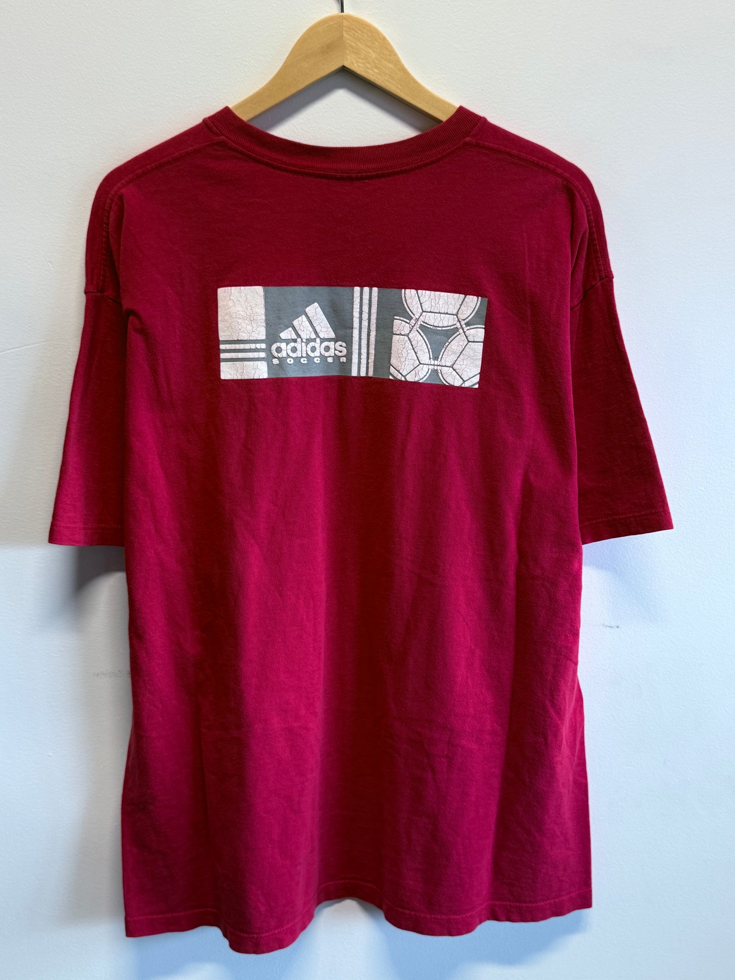 Vintage Y2K Adidas Soccer Graphic Tee Size XL