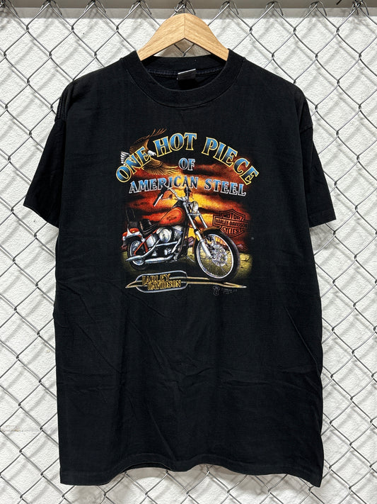 Vintage 1988 Harley Davidson 3D Emblem One Hot Piece American Steel Tee Size XL