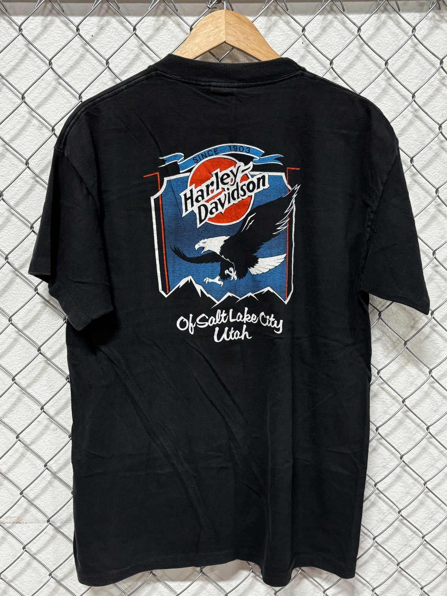 Vintage 1988 Harley Davidson 3D Emblem One Hot Piece American Steel Tee Size XL