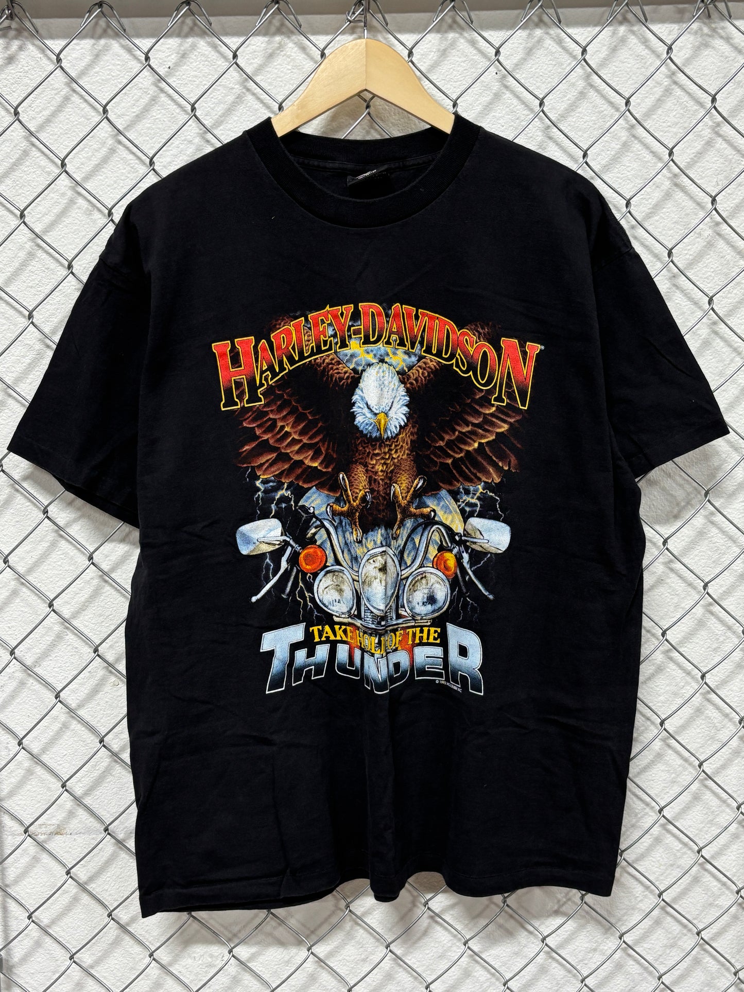Vintage 1992 Harley Davidson Take Home the Thunder Eagle Biker Tee Size XL
