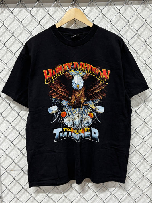 Vintage 1992 Harley Davidson Take Home the Thunder Eagle Biker Tee Size XL