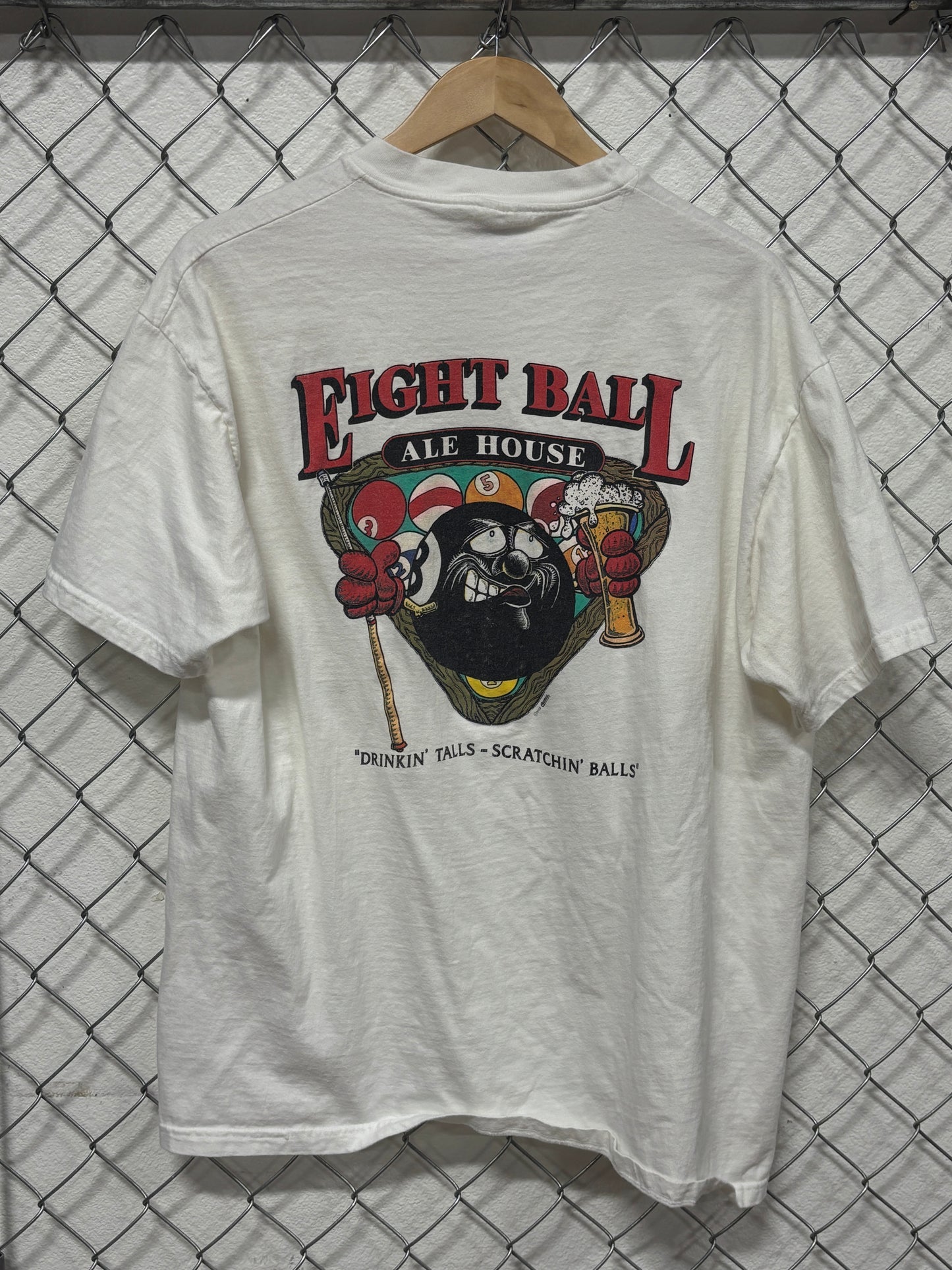 Vintage 90's Eight Ball Ale House Drinkin Talls Smackin Balls Tee Size XL