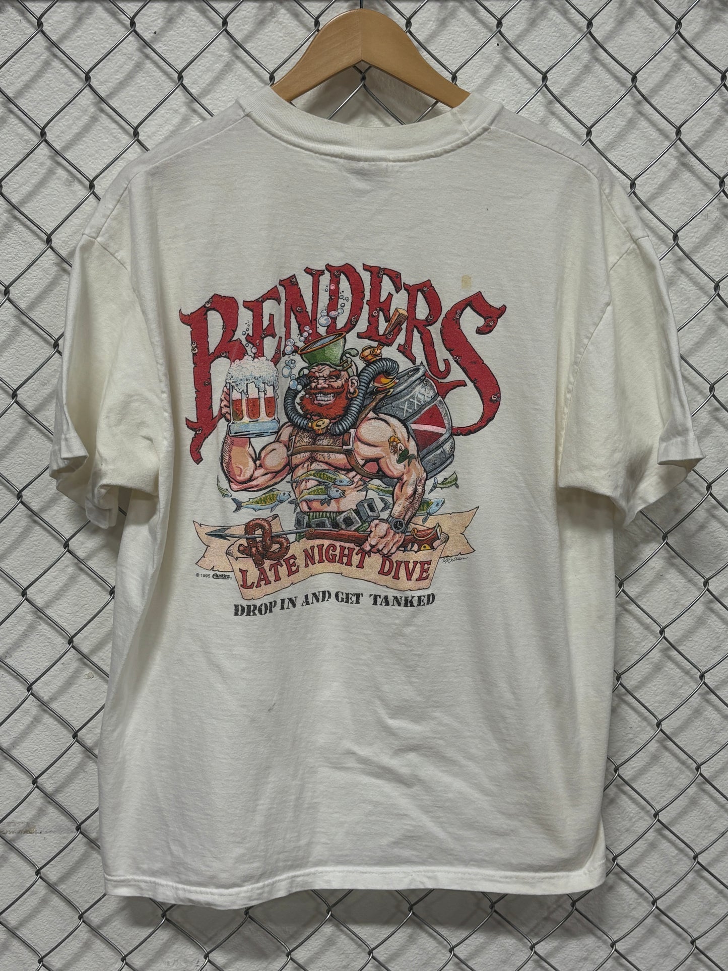 Vintage 90's Benders Late Night Dive Drop In Get Tanked Bar Graphic Tee Size XL