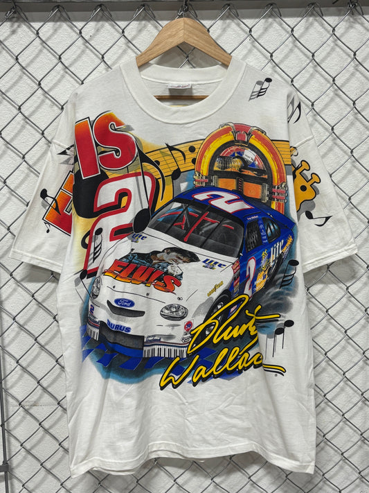 Vintage 1998 Rusty Wallace NASCAR Miller Time AOP Tee Size XL