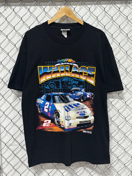 Vintage 90's Rusty Wallace #2 Miller Lite NASCAR Racing Tee Size XL