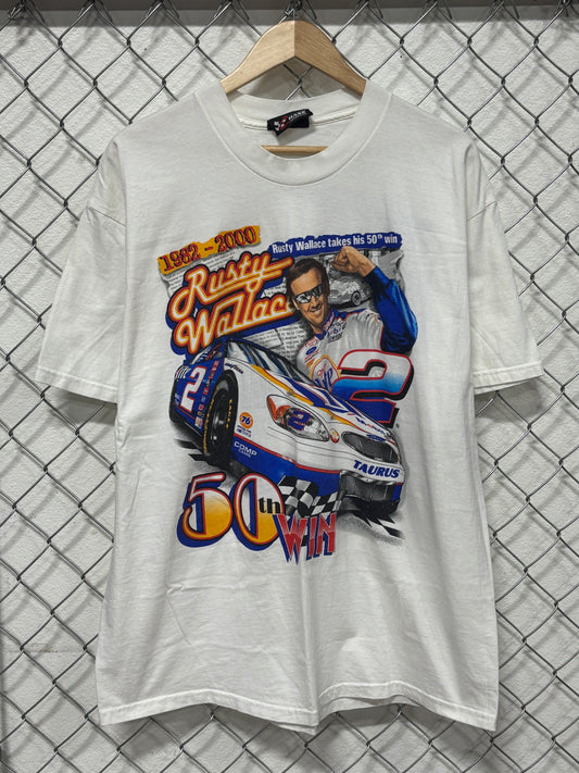 Vintage 2000 Rusty Wallace NASCAR 50th Win Racing Graphic Tee Size Large