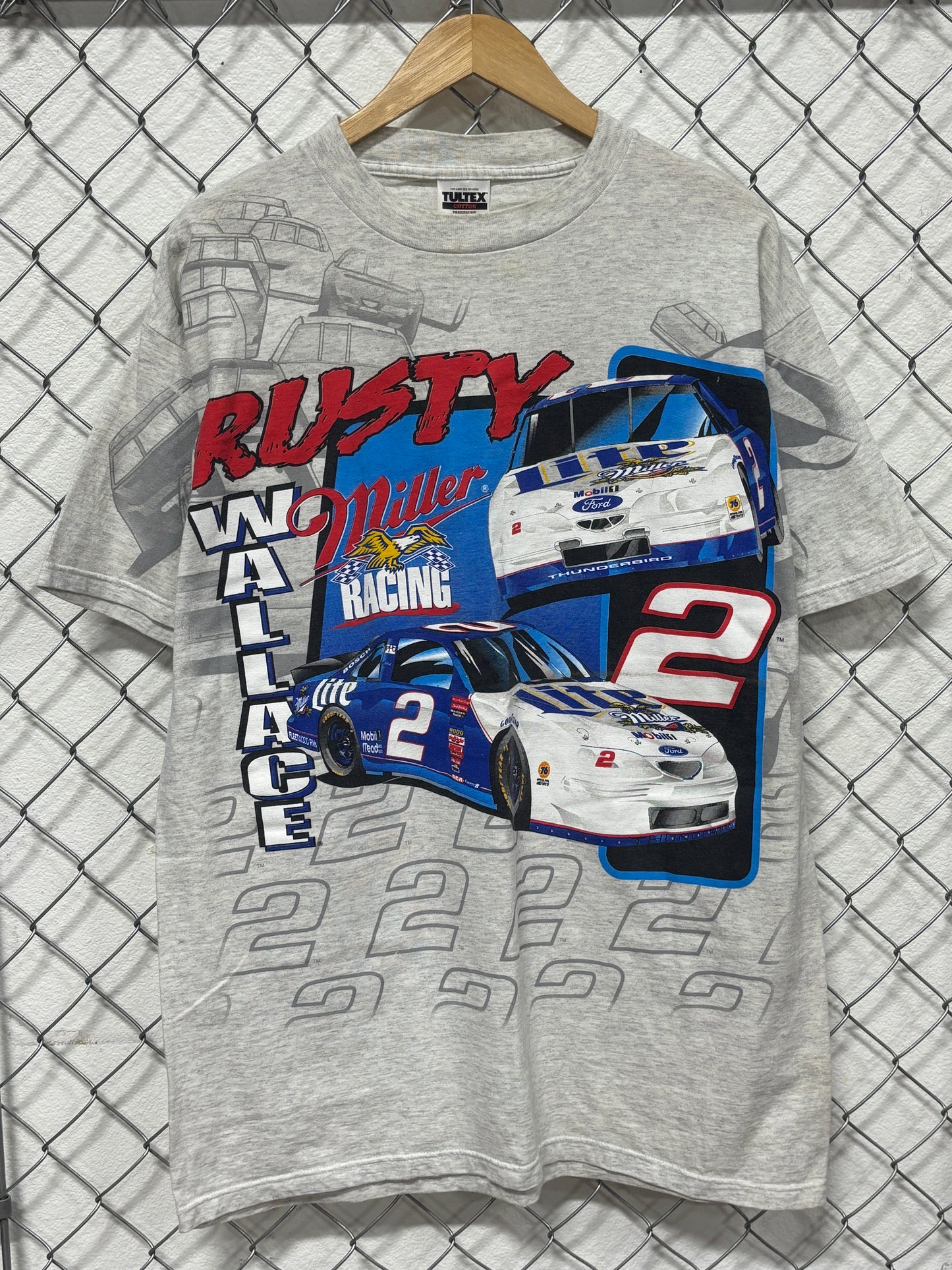 Vintage 90's Rusty Wallace #2 Car NASCAR Racing Graphic Tee Size XL