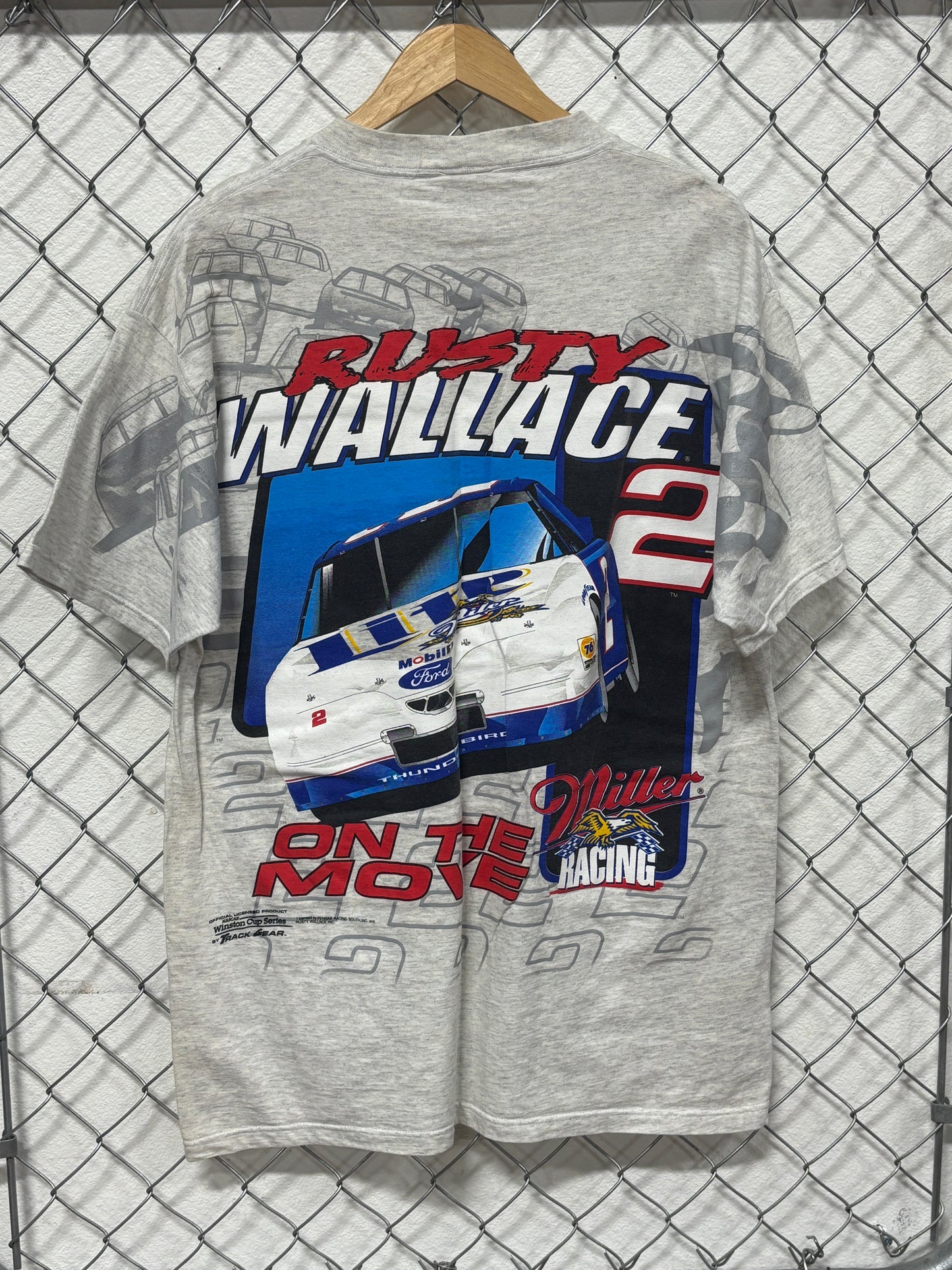 Vintage 90's Rusty Wallace #2 Car NASCAR Racing Graphic Tee Size XL