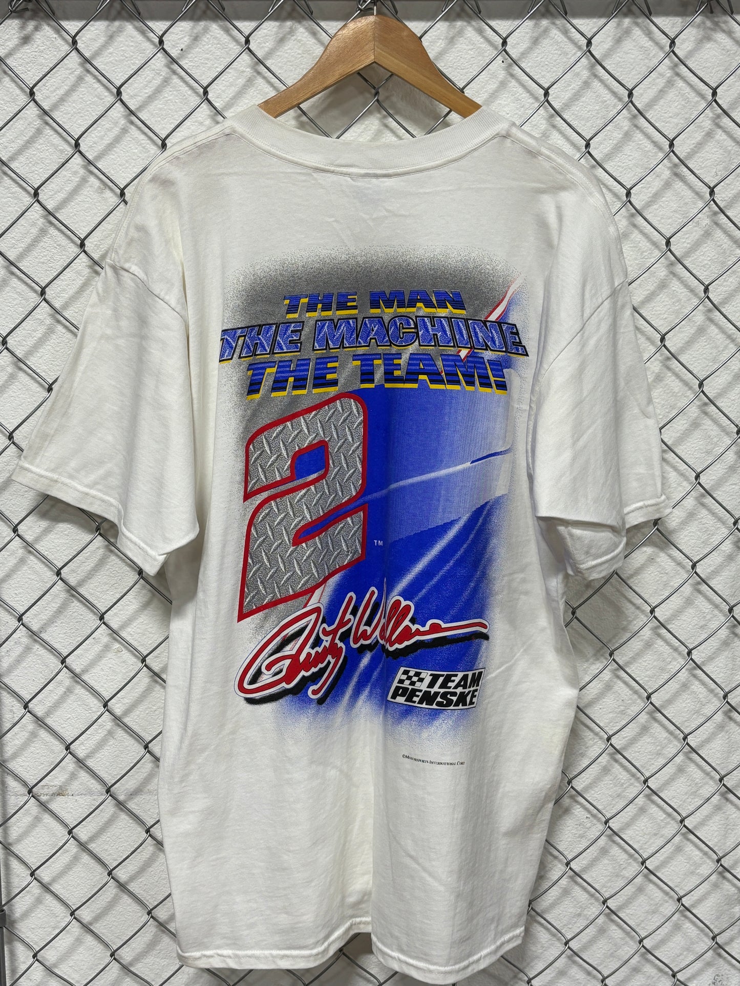 Vintage 90's Rusty Wallace Penske Racing Big Print NASCAR Graphic Tee Size XL