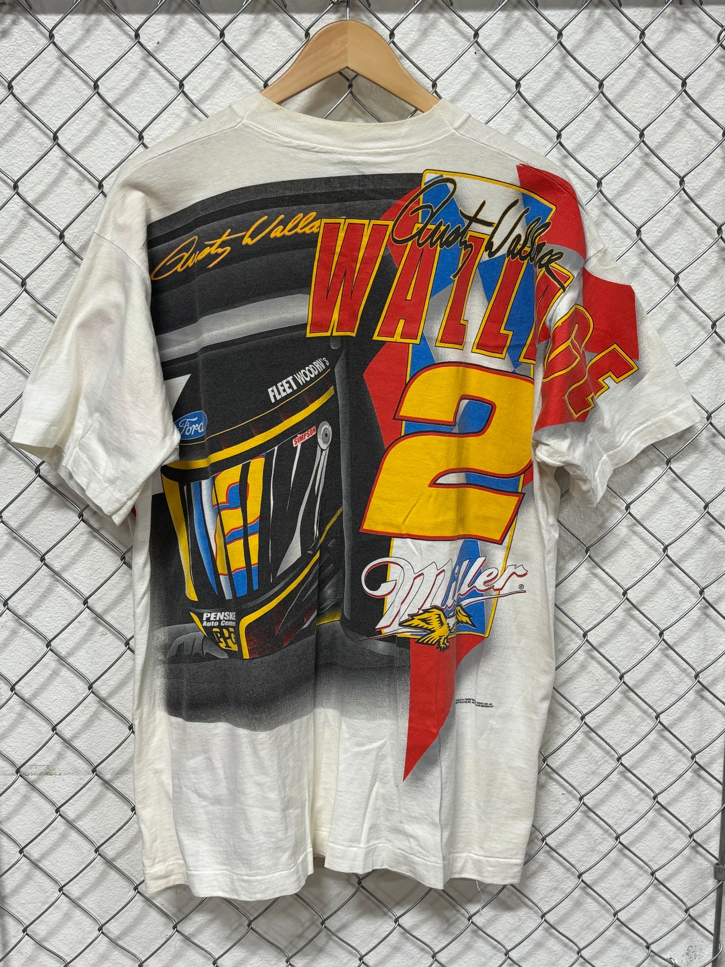 Vintage 90's NASCAR Rusty Wallace Miller Lite AOP Racing Tee Size XL