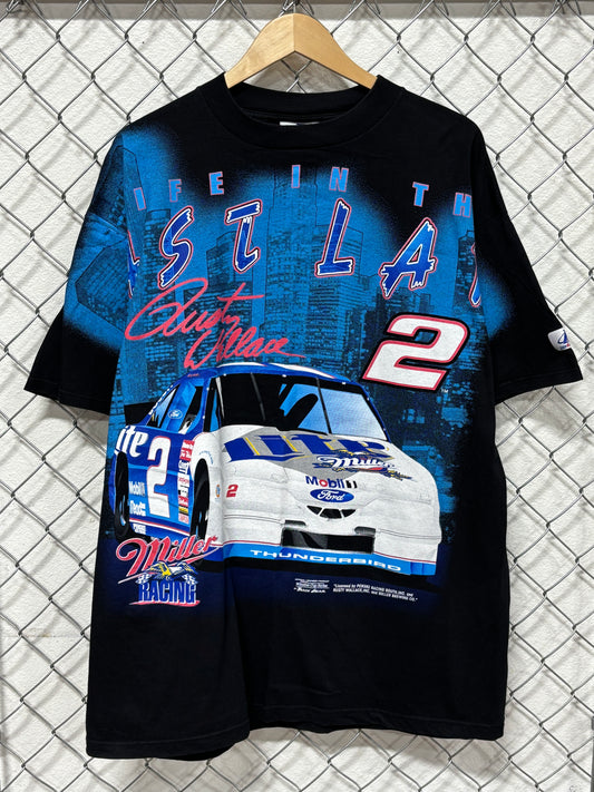 Vintage 90's NASCAR Life in the Fast Lane Rusty Wallace AOP Tee Size XL