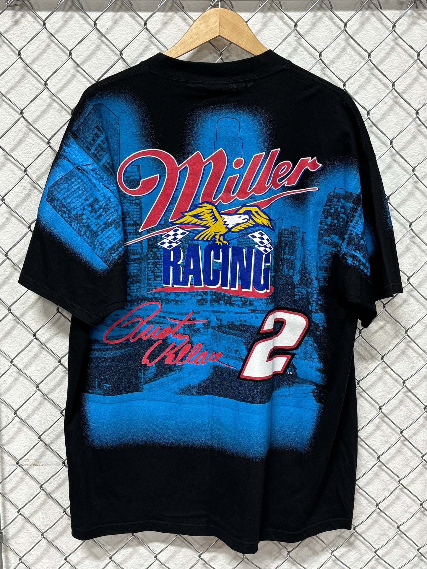 Vintage 90's NASCAR Life in the Fast Lane Rusty Wallace AOP Tee Size XL