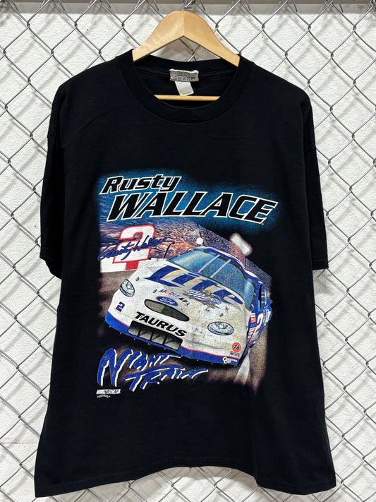 Vintage 90's NASCAR Rusty Wallace Night Train Racing Graphic Tee Size XL