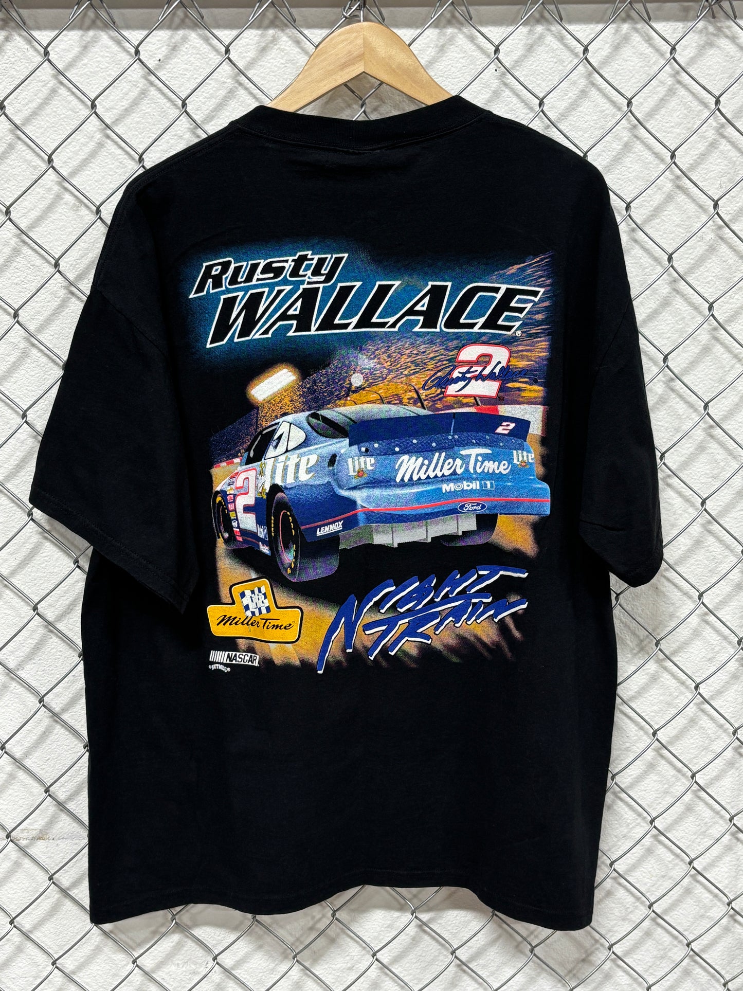 Vintage 90's NASCAR Rusty Wallace Night Train Racing Graphic Tee Size XL