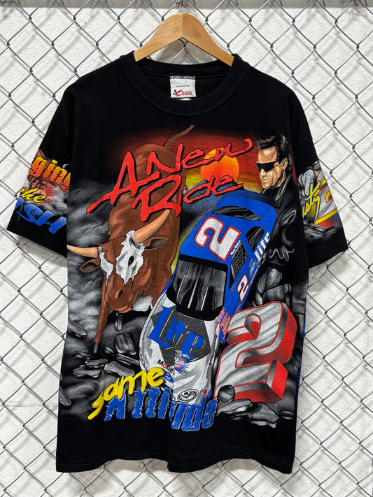 Vintage 90's NASCAR Rusty Wallace New Ride Same Attitude AOP Tee Size XL
