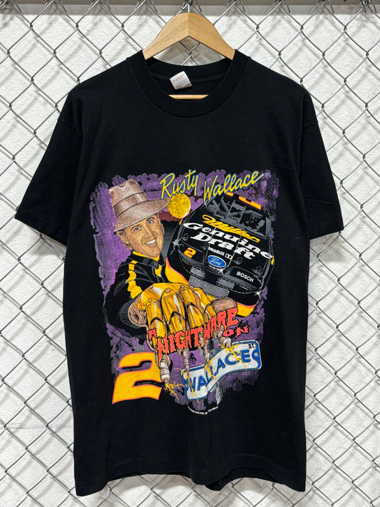 Vintage 90's NASCAR Rusty Wallace Nightmare on Wallace Street Tee Size XL