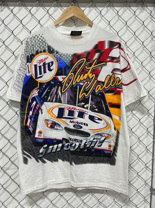Vintage 90's NASCAR Rusty Wallace Under Pressure AOP Racing Tee Size Large