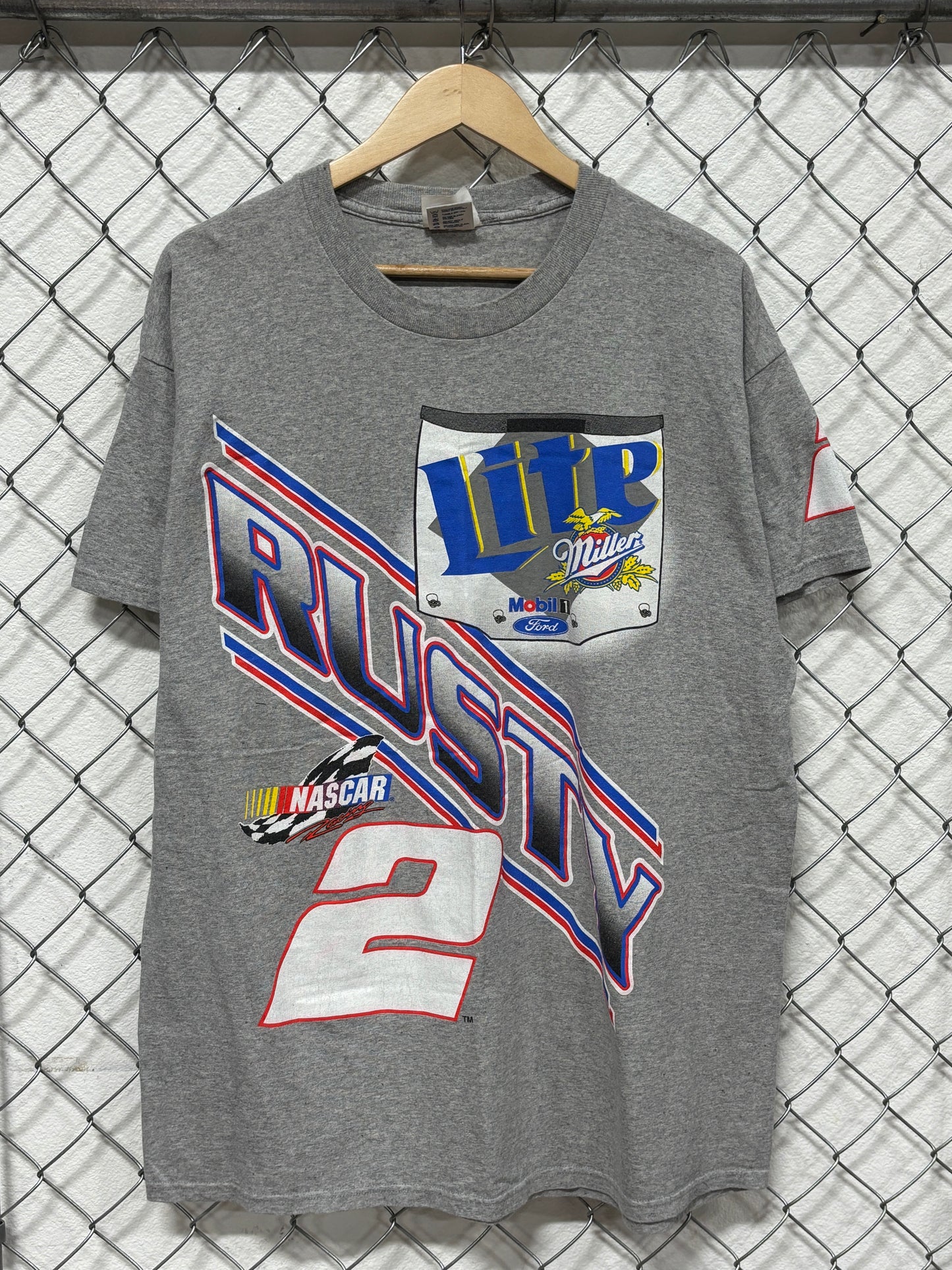 Vintage 90's NASCAR Rusty Wallace Big Print Racing Graphic Tee Size XL