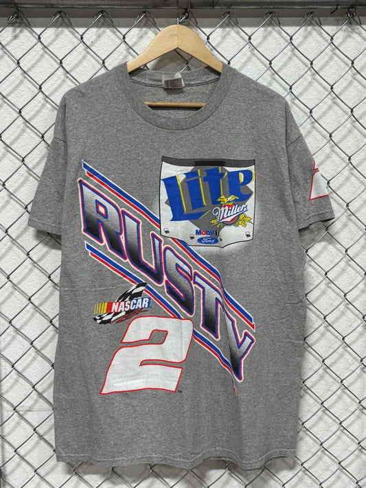 Vintage 90's NASCAR Rusty Wallace Big Print Racing Graphic Tee Size XL