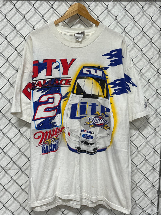Vintage 90's NASCAR Rusty Wallace Track Attack AOP Racing Tee Size XL