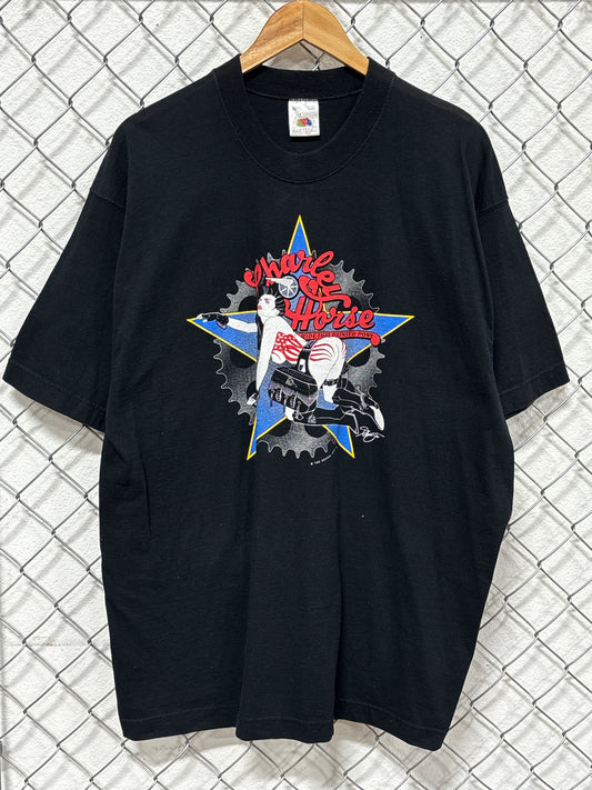 Vintage 90's Charley Horse Ride That Painted Pony Biker Babe Tee Size XL