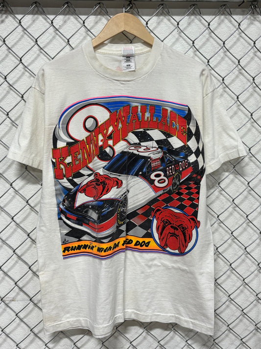 Vintage 90's Kenny Wallace Red Dog Drag Racing Tee Size XL